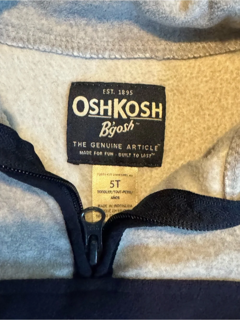 OshKosh B'gosh Navy and Gray Quarter-Zip Pullover Sweater